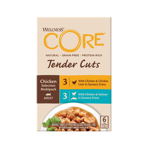 Wellness Core T.Cuts Chicken mix sasz. d.kota kurczak 3x2 smaki 6x85g/510g