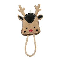 Barry King Zabawka dla psa skórzana Renifer 16x11cm + 13cm lina