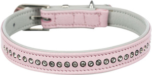 Obroża z kryształami górskimi Active Comfort S: 23-28cm/15mm różowa