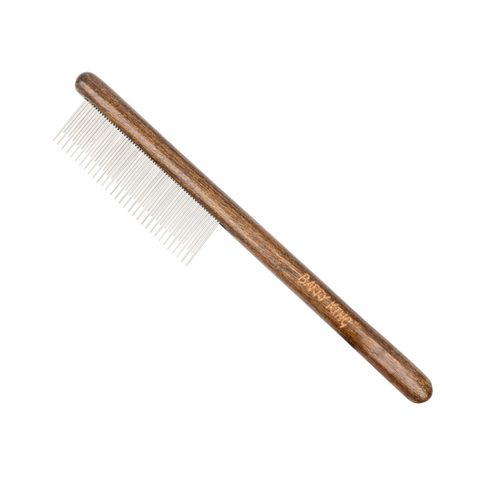 Barry King Grzebień dla zwierząt drewno bukowe stal 31 długich pinów/30 krótkich pinów 3,2x20 cm