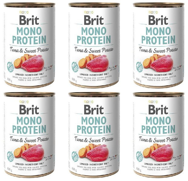 Brit Mono Protein tuńczyk ze słodkimi ziemniakami 6x400g