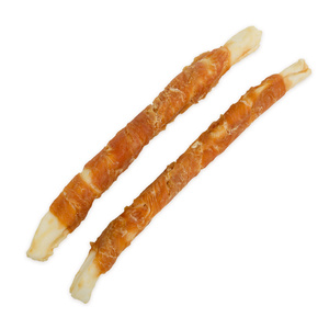Hau&Miau Pausesnack przysmak dla psa patyk ze skóry owinięty kurczakiem 30cm śr. 2,5cm 500g