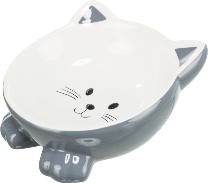 Trixie Miska ceramiczna dla kota w kształcie kota różne kolory 0,15l/14cm wysoka