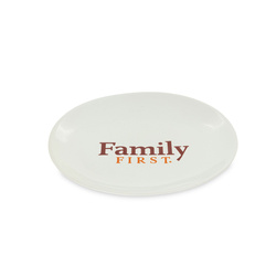 Family First Biały talerzyk dla kota nadruk Family First ceramiczny 18x15cm