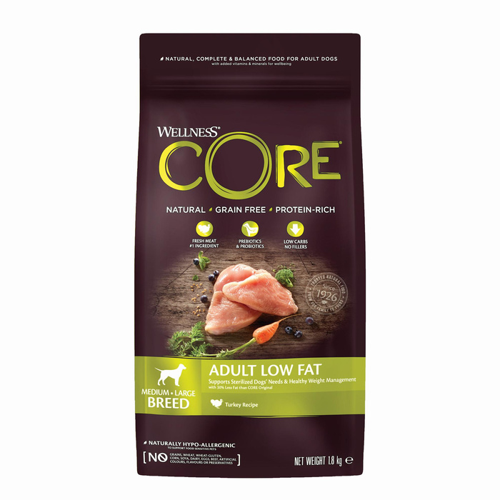 Wellness Core Adult Low Fat dla średnich i dużych ras indyk 1,8kg