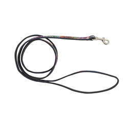 Barry King Smycz dla psa skórzana Kwiaty M-L 20mm/120cm