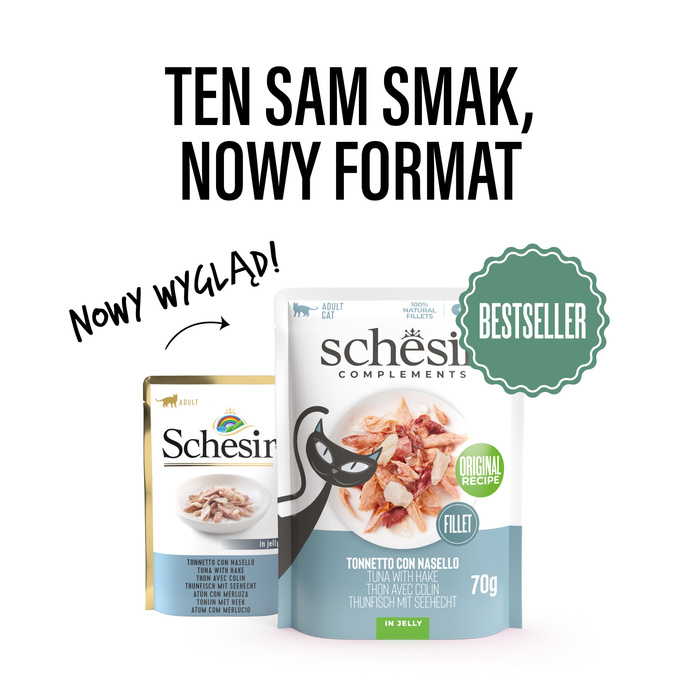 Schesir Complements tuńczyk z morszczukiem w galarecie 70g saszetka