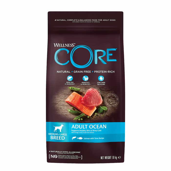 Wellness Core Adult Ocean k.sucha d.psa średnich i d.ras łosoś/tuńcz. 1,8kg