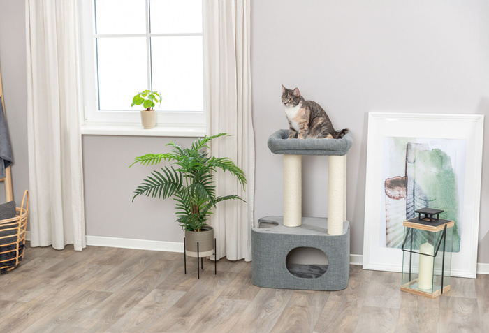 Trixie Viviana drapak z budką i legowiskiem niebieski/szary 86cm