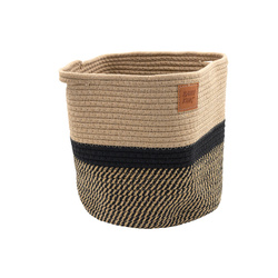 Barry King Kosz na zabawki czarny/beżowy materiał sznurek bawełniany rozmiar 25x25cm