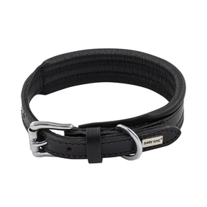 Barry King Obroża skórzana XS: 27-33cm x 22mm czarny przeszywana