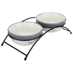 Trixie Miski ceramiczne na stojaku 250ml/12,5cm biały/szary/niebieski