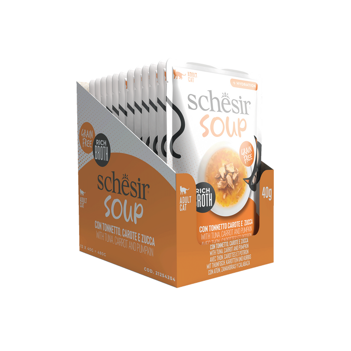 Schesir Soup karma mokra dla kotów zupa tuńczyk z dynią 40g saszetka