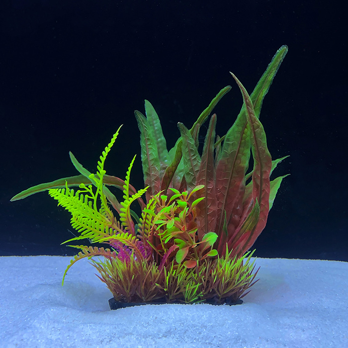 Aqua Natura Roślina do dekoracji akwarium bordowo-zielona plastikowa 18cm mix roślin