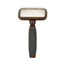 Barry King Szczotka pudlówka prostokątna dla zwierząt drewno bukowe stal tworzywo TPR 9,4x16,3cm