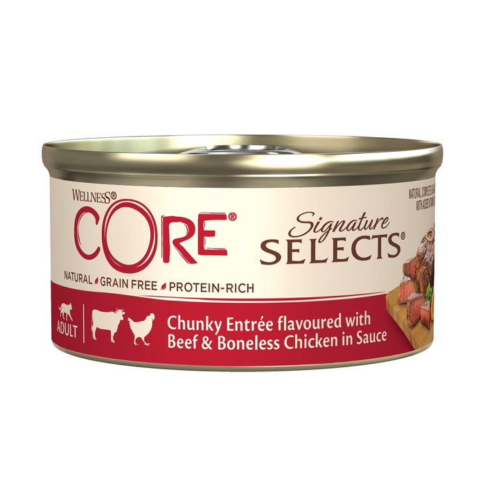 Wellness Core Chunky Entree k.mokra d.kota mięsne kawałki z wołowiną i kurczakiem 79g