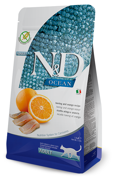 Farmina N&D Ocean Kot Adult Śledź i Pomarańcza 1,5kg