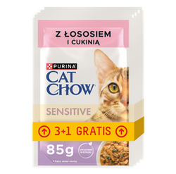 Purina Cat Chow Sensitive z łososiem i cukinią 4x85g