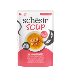 Schesir Soup karma mokra dla kotów zupa łosoś z marchewką 40g saszetka