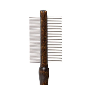 Barry King Grzebień dwustronnydla zwierzątrączka drewno bukowemetalowe zęby 29/78 pinów 5,4x18,9 cm