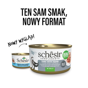 Schesir Complements dla kota tuńczyk z kalmarami w galarecie 70g puszka