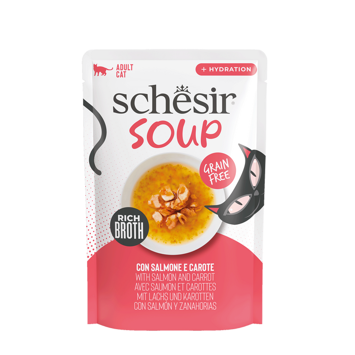 Schesir Soup karma mokra dla kotów zupa łosoś z marchewką 40g saszetka