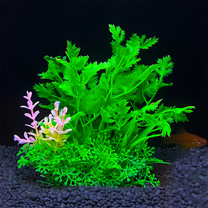 Aqua Natura roślina do dekoracji akwarium zielona plastikowa 12cm gęsta rośinność dodatkiem różu