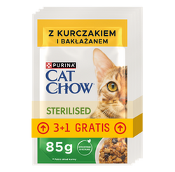 Purina Cat Chow Sterilised z kurczakiem i bakłażanem 4x85g