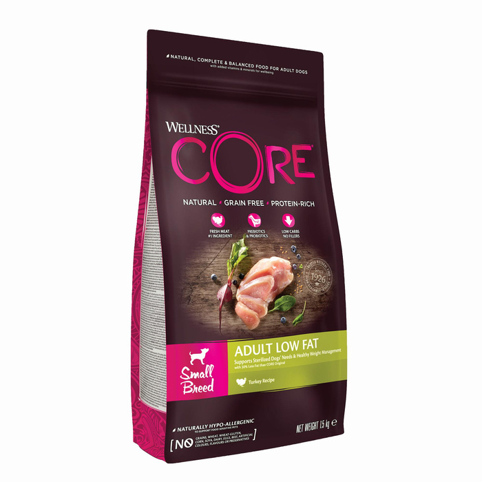Wellness Core S.Breed Low Fat dla psa małej rasy indyk 1,5kg