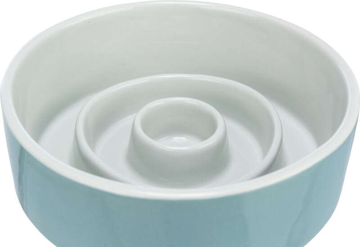 Trixie Miska ceramiczna Slow Feeding szaro/niebieska 0,9l/17cm spowalniająca jedzenie