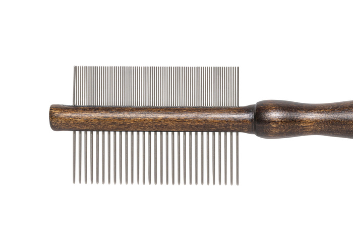 Barry King Grzebień dwustronnydla zwierzątrączka drewno bukowemetalowe zęby 29/78 pinów 5,4x18,9 cm