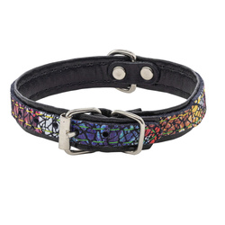Barry King Obroża dla psa skórzana Kwiaty XS-S 12mm/35cm
