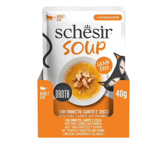 Schesir Soup karma mokra dla kotów zupa tuńczyk z dynią 40g saszetka