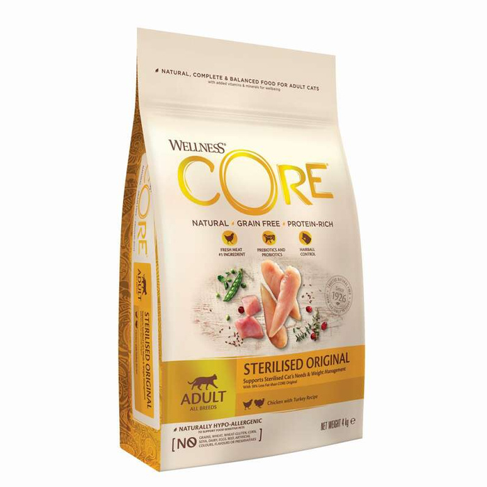 Wellness Core Sterilised k.sucha d.kota steryl. kurcz./indyk 4kg