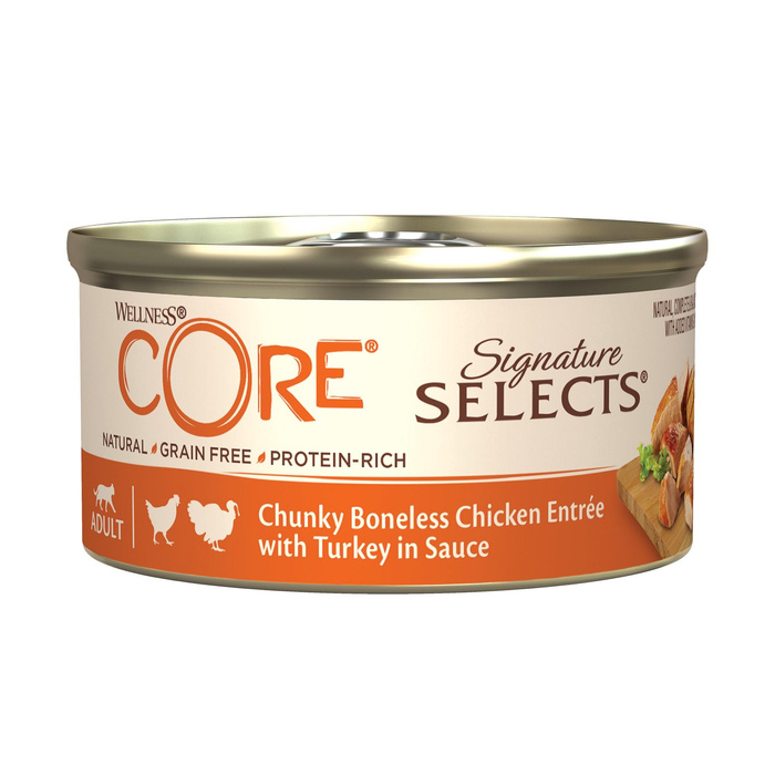 Wellness Core Chunky Chicken k.mokra d.kota mięsne kawałki z kurczakiem i indykiem 79g