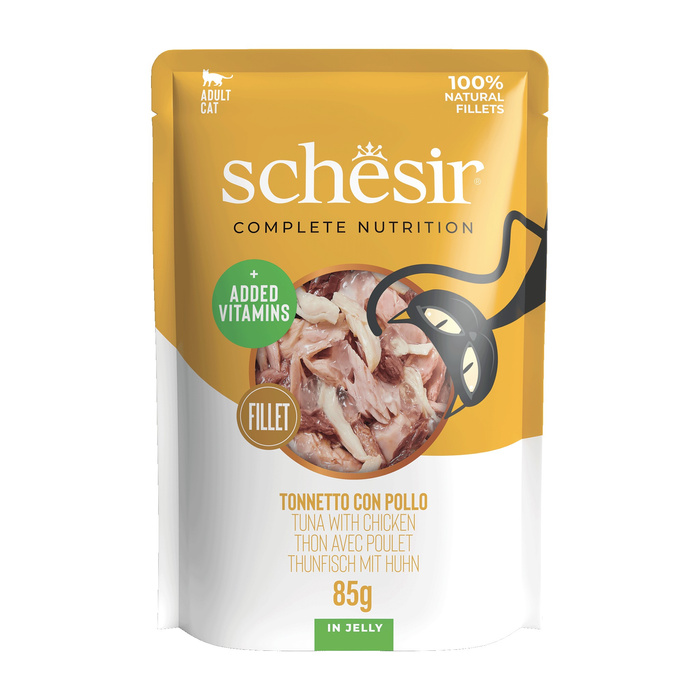 Schesir C&B kot pouch tuńczyk z kurczakiem filety galaretka 85g 12szt/display