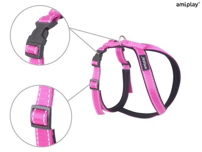 amiplay Szelki regulowane Grand Soft Reflective XL Różowy