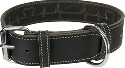 Obroża z grubej skóry Rustic Heartbeat S-M: 34-40cm/30mm czarna