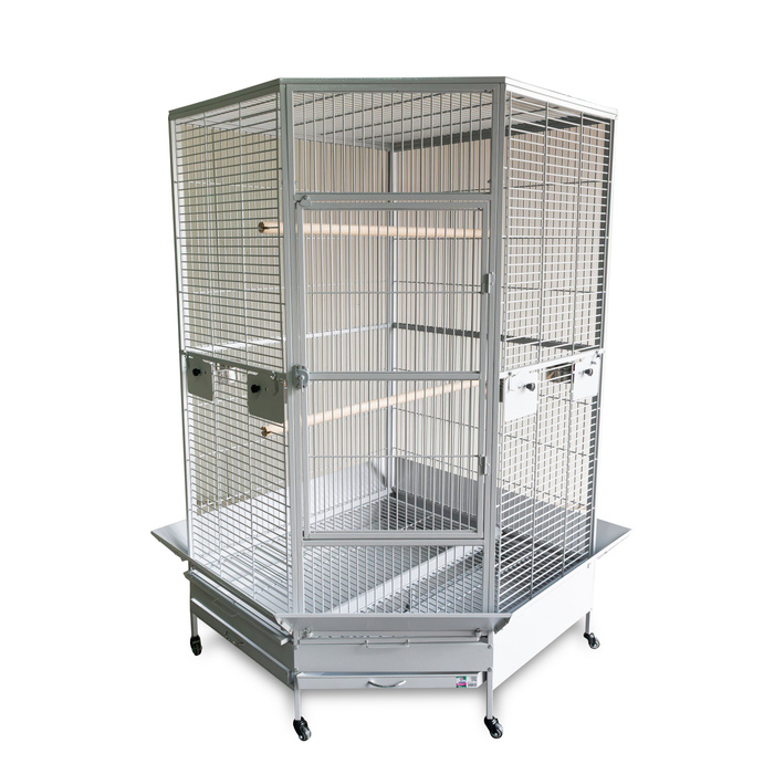 Panama Pet Woliera dla ptaków srebrna na kółkach wym 117x117x183cm