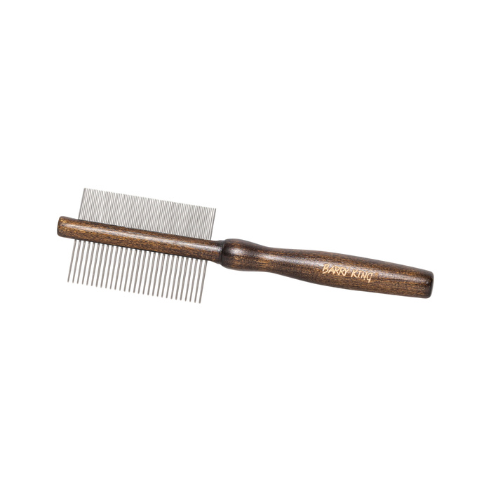 Barry King Grzebień dwustronnydla zwierzątrączka drewno bukowemetalowe zęby 29/78 pinów 5,4x18,9 cm