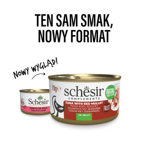 Schesir Complements karma mokra dla kotów tuńczyk z barweną w galarecie 70g puszka