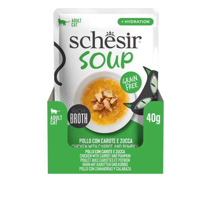 Schesir Soup karma mokra dla kotów zupa kurczak z dynią 40g saszetka