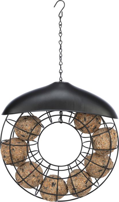 Trixie Karmidło na kule tłuszczowe dla ptaków okrągłe czarne metal 24x8cm do 8 kul