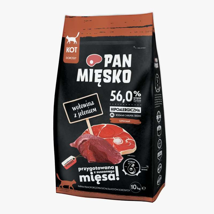 Pan Mięsko Wołowina z jeleniem dla kota M 10kg