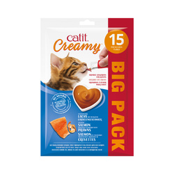 Catit Creamy przysmak dla kota łosoś z krewetkami 15x10g
