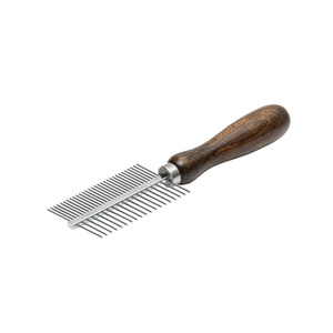 Barry King Grzebień dwustronny dla zwierząt z metalową nasadą drewno bukowe 19/30 pinów 5,2x17,9 cm