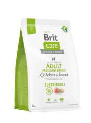 Brit Care Dog Sustainable Adult Medium Breed z kurczakiem i owadami 3kg