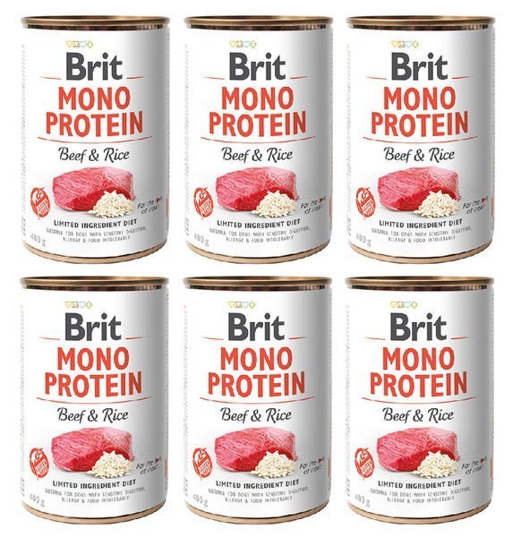 Brit Mono Protein wołowina z ryżem 6x400g