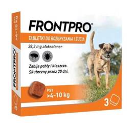 Frontpro tabletki na pchły i kleszcze dla psa M 4-10kg 3szt.