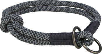 Obroża zaciskowa Soft Rope  S-M: 40cm/10mm czarna/szara Nylon